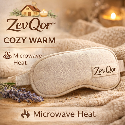 ZevQor™ Cozy Rest Heated Eye Mask – Lavender Flaxseed Therapy | Microwaveable Sleep Eye Mask | Warm Relaxation Compress