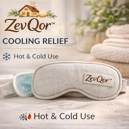 ZevQor™ Fresh Calm Cooling Eye Mask – Gel Insert & Soft Linen Cover | Hot & Cold Eye Compress | Puffy Eye Relief Mask