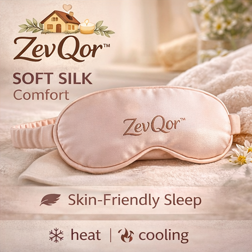 ZevQor™ Soft Touch Silk Eye Mask – Cooling Satin Sleep Mask | Skin-Friendly Night Eye Cover | Luxury Comfort Mask